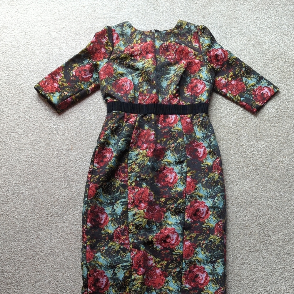 Eva Mendes for New York & Company Elegant Floral Long Sleeve Dress